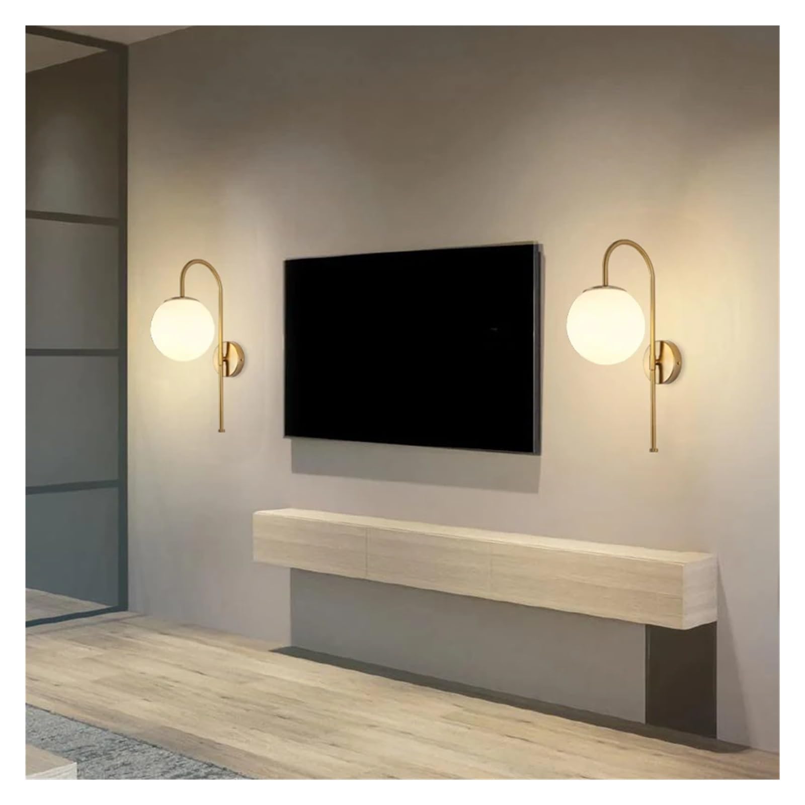 Lámpara de pared de hierro con pantalla de plástico, lámpara de noche sencilla, luz de lujo for dormitorio, sala de estar, pasillo, bombilla E27(Gold)