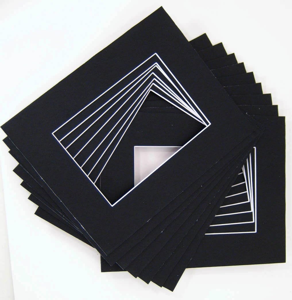 50 Pcs of 8x10 BLACK Picture Mats Mattes Matting for 5x7 Photo + Backing + Bags