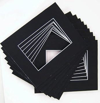 50 Pcs of 8x10 BLACK Picture Mats Mattes Matting for 5x7 Photo + Backing + Bags