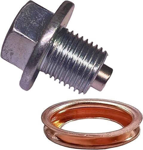 Tapón magnético de drenaje de aceite M12x1.25 con arandela de cobre compatible con Nissan Rogue Altima Sentra 1982-2019 Kicks Pathfinder Murano y la
