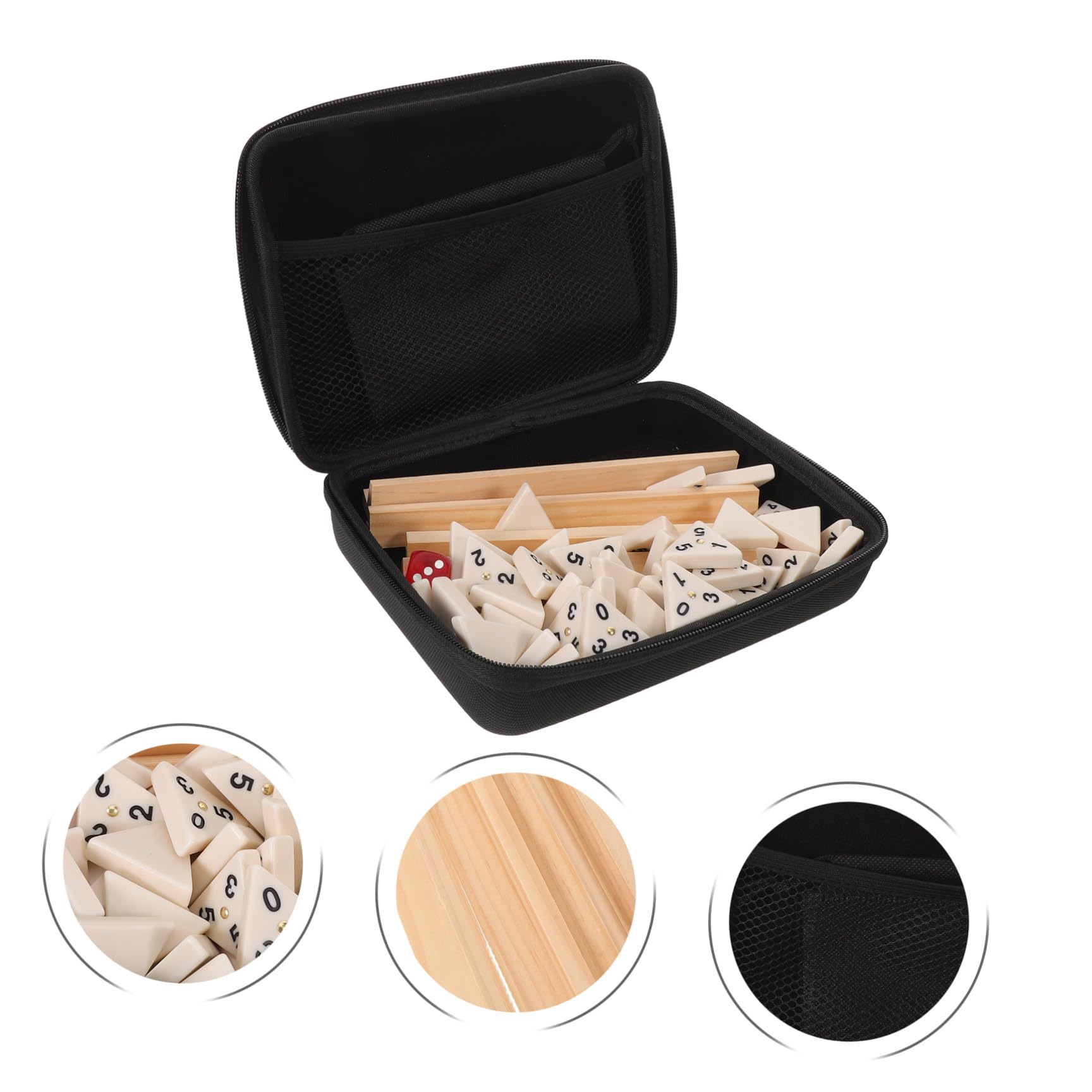 Set da Gioco del Domino Triangolare in Legno 56 Pezzi con Custodia Portatile, Gioco da Tavolo Strategico per Adulti e Famiglia, per Viaggi e Intrattenimento Domestico