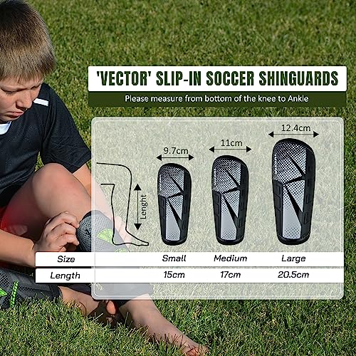 Vizari 'Vector' Slip-In Soccer Shinguards (Black, Size L) #TOP5