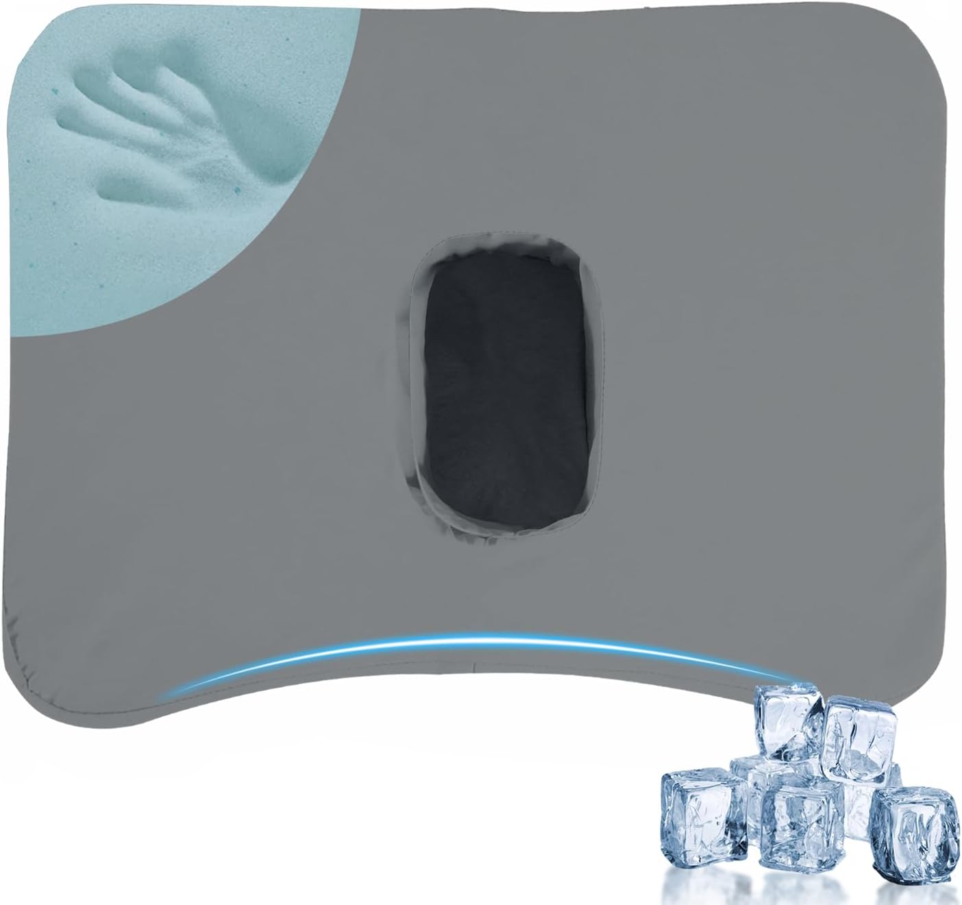 Piercing Pillow for Side Sleepers Ear Pain Relief,Memory Foam Ear Pillow with Ear Hole for Piercing Recovery,Removable Cool Cover (Blue-4.7" Height,15.74"x11.8")