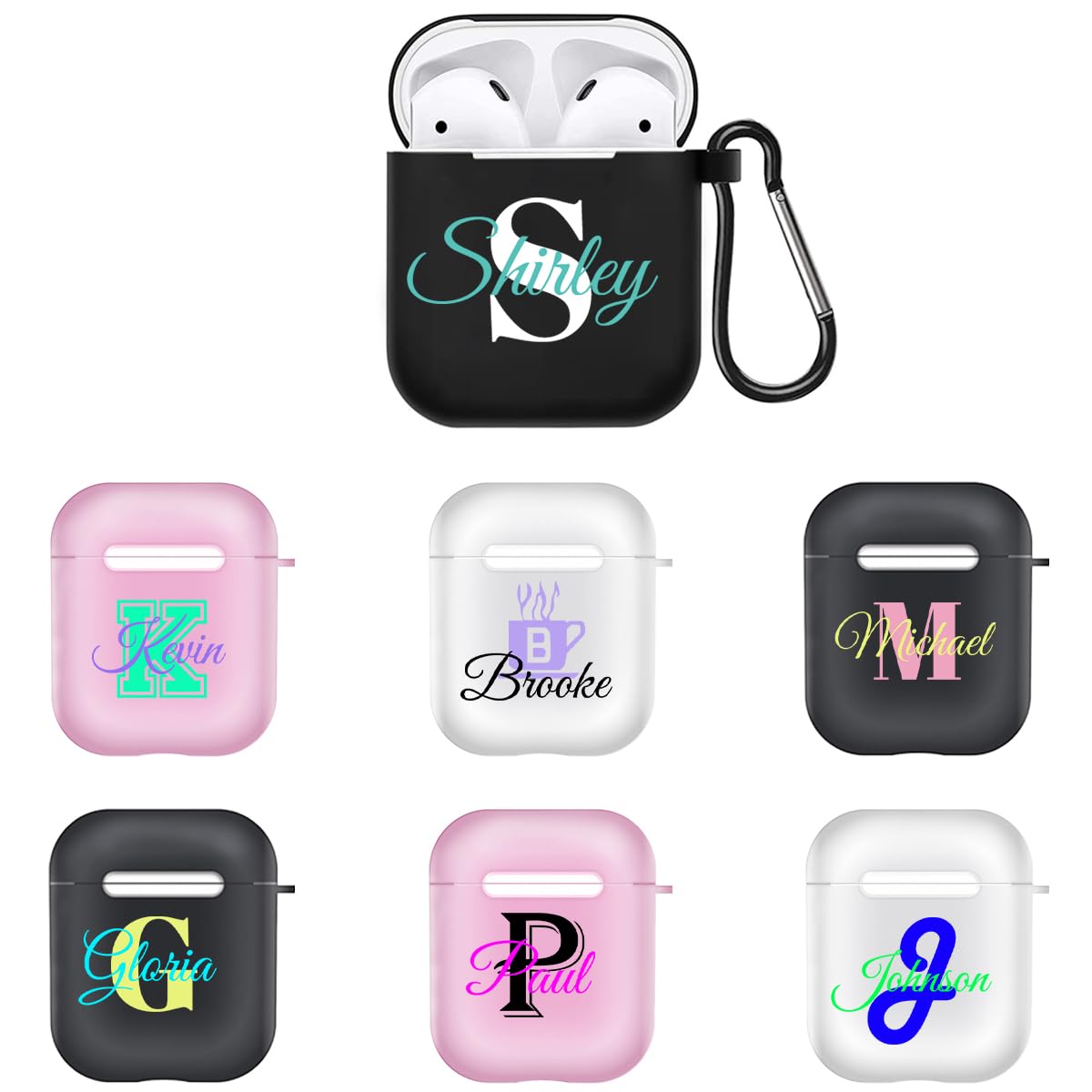 Klsify Custom Name Letter Case for AirPods 1st/2nd Gen Airpod 1/2 Cover Initial Monogram Signature Personalized Earbuds Cover Customize Text