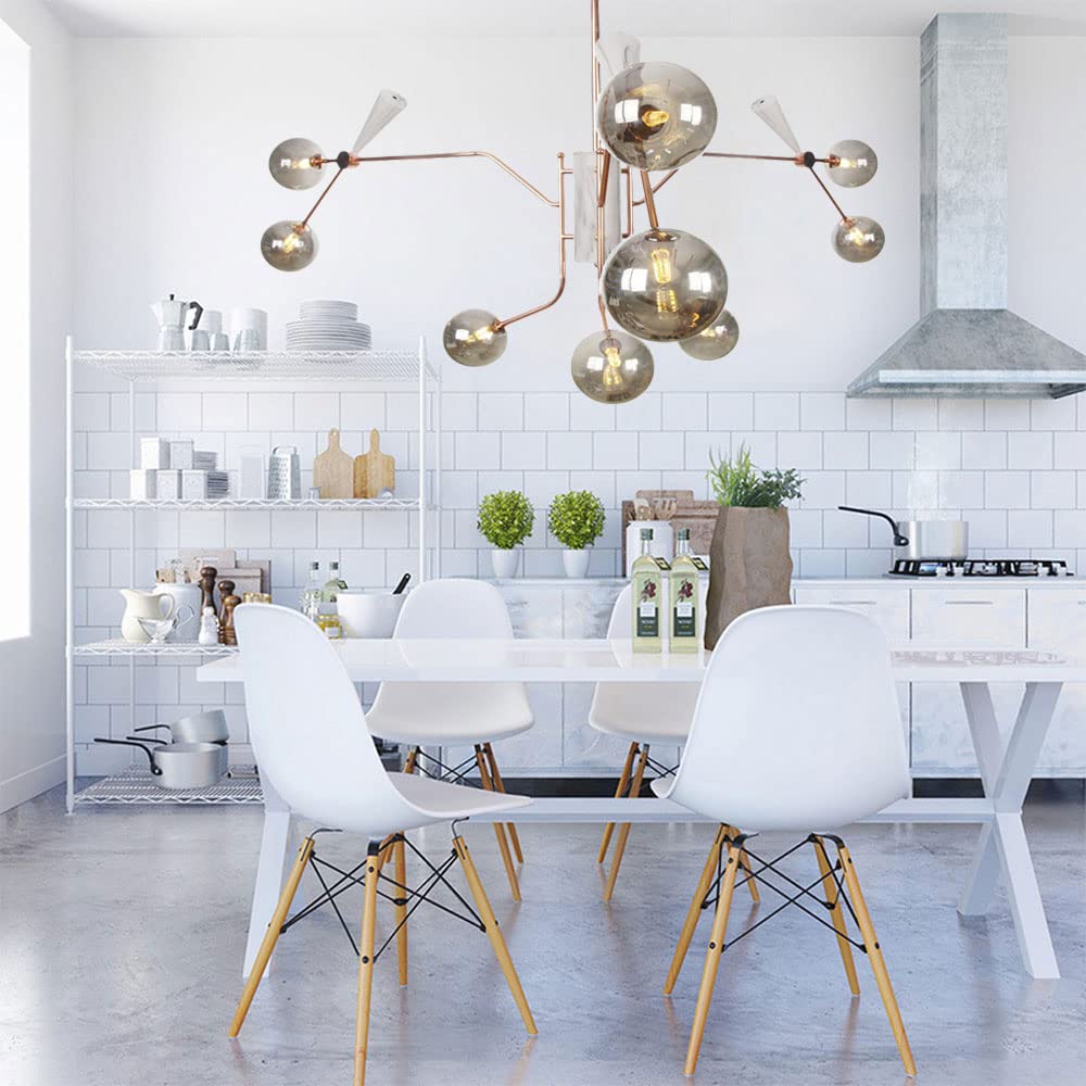 Lustre à 9 lumières Or Rose, Lustre décoratif à Plusieurs têtes, Compatible avec Salon, Chambre, café, Salon de thé, Bar, Salle à Manger, Club (avec Source Lumineuse LED G4)