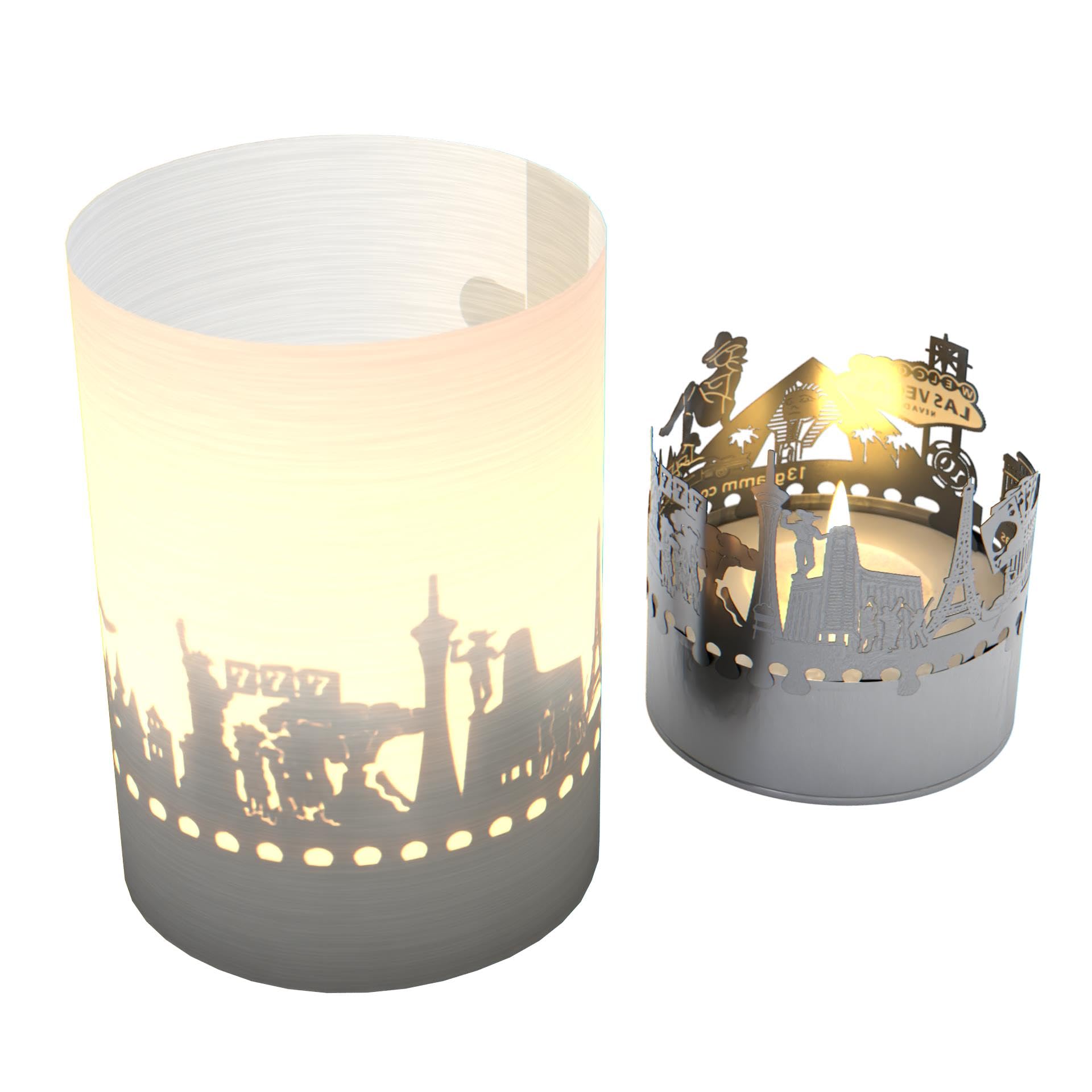 13Gramm Las Vegas Skyline Gift Tube Shadow Play Candle - Illuminating Souvenir & Unique Home Decor - Perfect Las Vegas Fan Gift