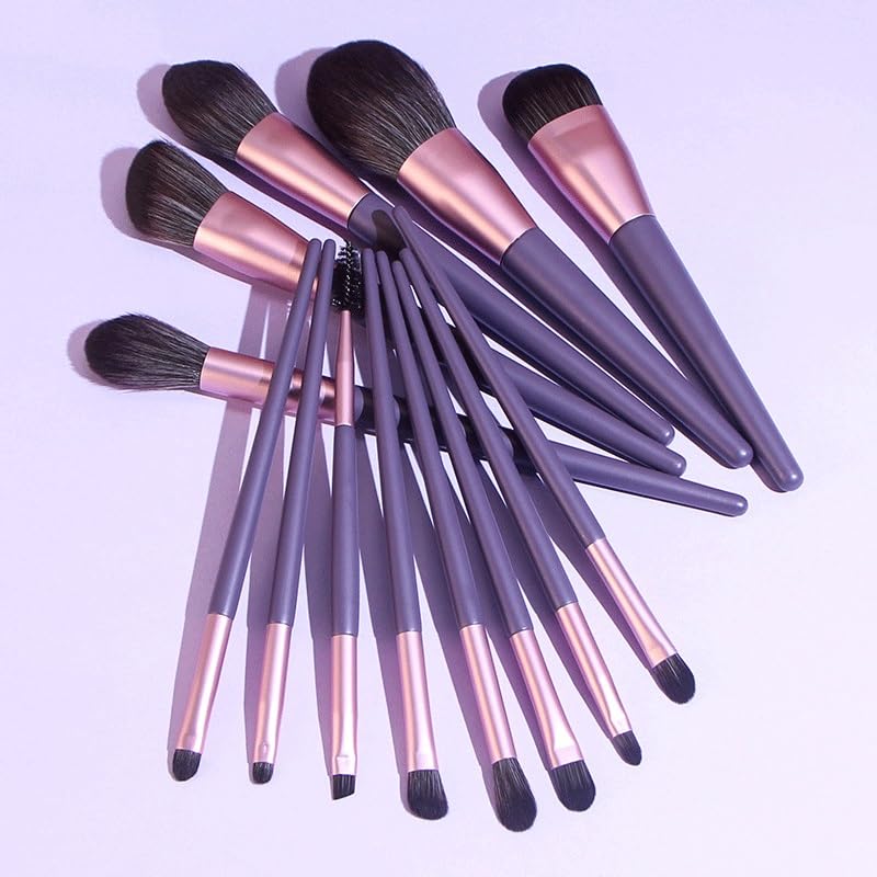Juego de 13 brochas de maquillaje moradas para difuminar sombra de ojos 3