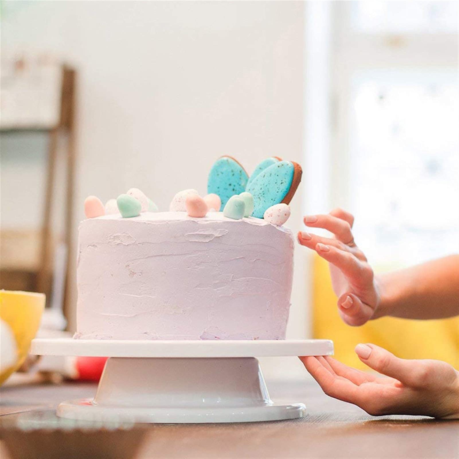 Tortenplatte Drehbar Küchenzubehör DIY. Backen-Werkzeug-Tablett - Kuchen-Werkzeug-Plattenspieler Drehtablett-Kuchen-Dekoration Butter-Kuchen-Ständer-Drehteller Kuchen dekorieren Verbrauchsmaterial Kit