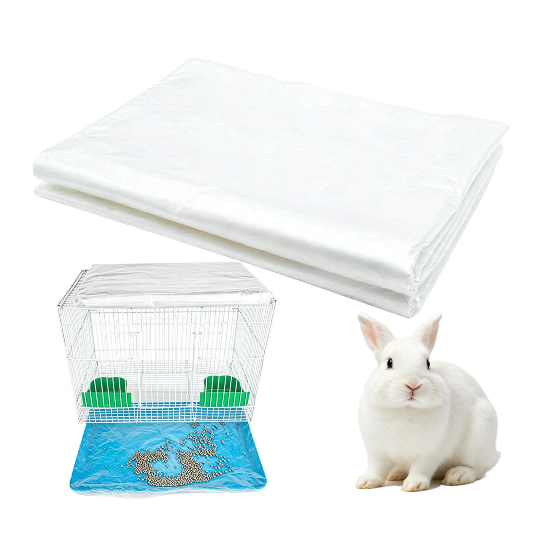 Rabbit Toilet Tray Liners 95x70cm, 50 Pack Disposable Cage Pee Pads