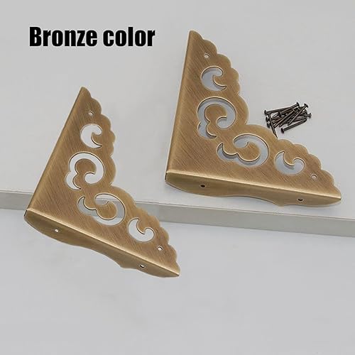 Miniatura 5 de 4 protectores de esquina de metal para muebles, protectores decorativos de esquina con clavos de montaje, estilo retro, protectores de seguridad de
