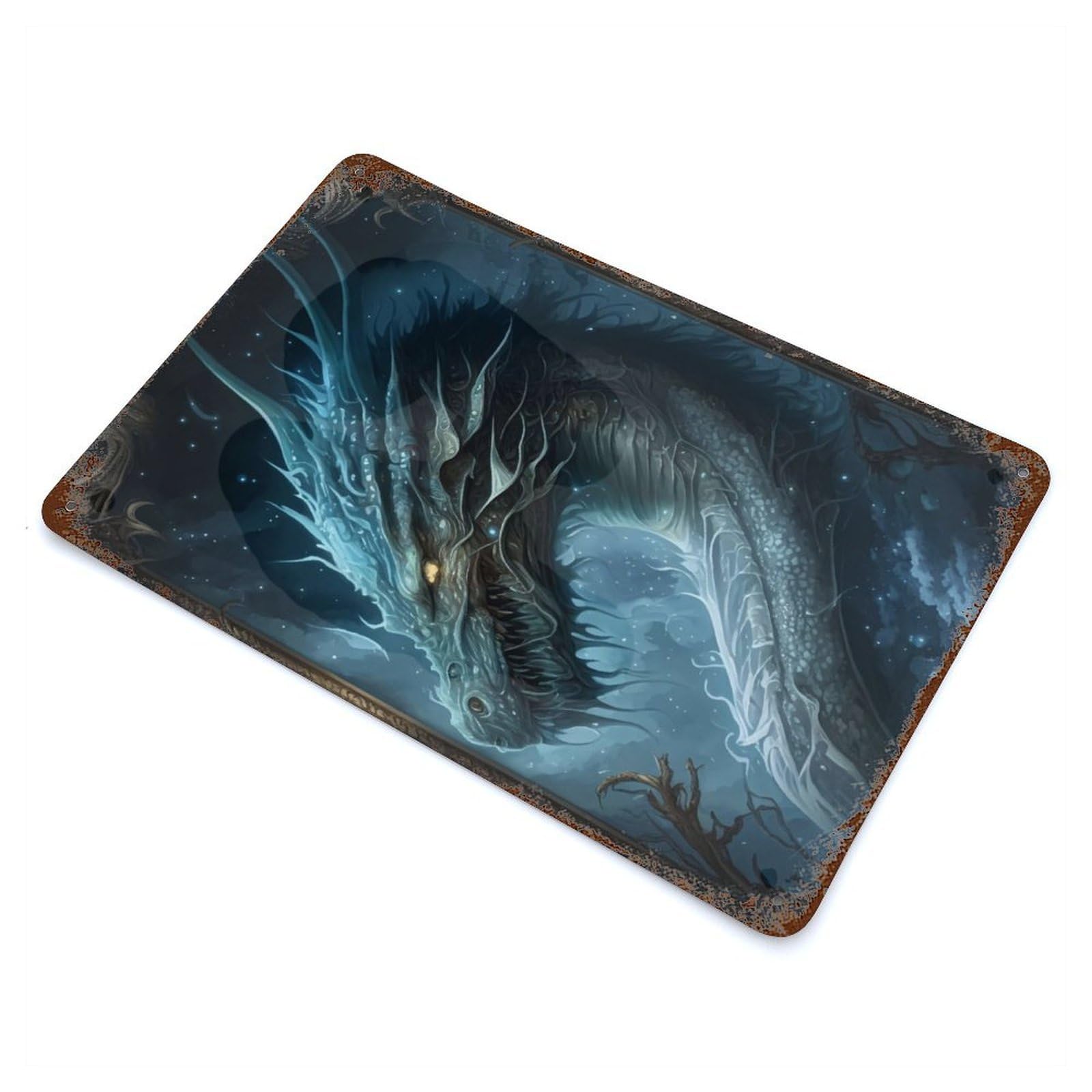 Sea Dragon Weathered Tin Sign 11.8"x7.9", Novelty Wall Decor for Garage, Pub Or Kitchen