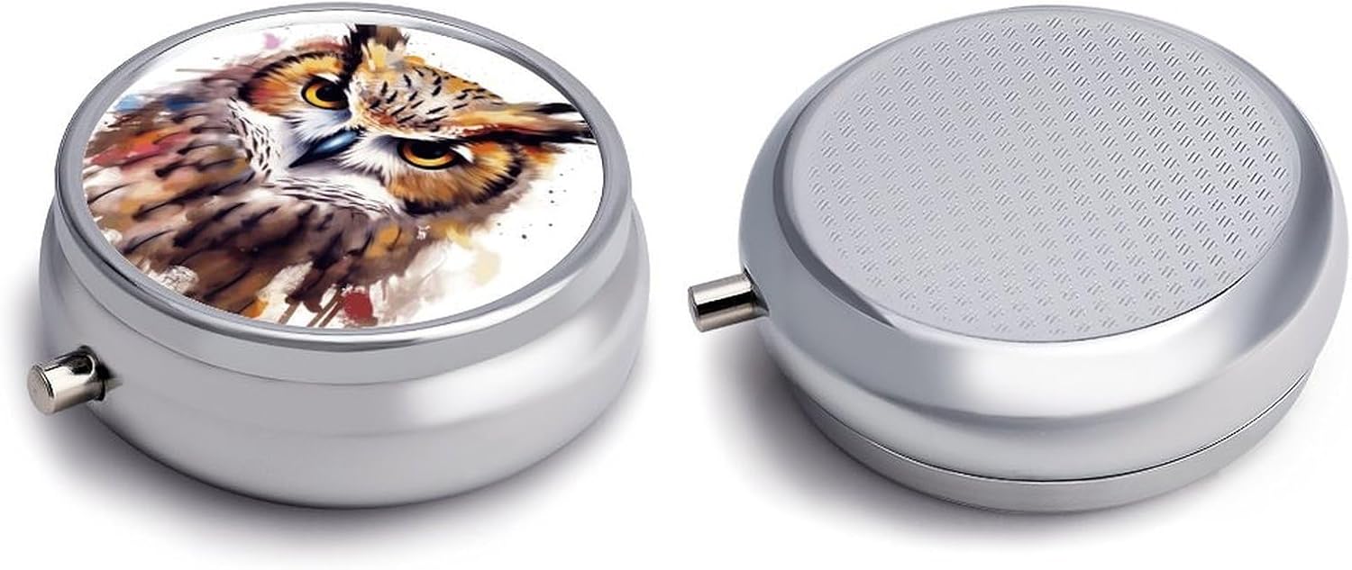 Round Silver Pill Box Small Pill Case for Purse and Pocket 3 Compartment image 3