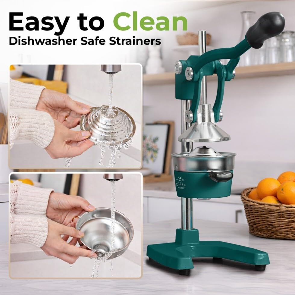 Image of Zulay Kitchen Cast Iron Juicer - Heavy Duty Manual Juicer with Detachable Strainers for Easy Cleaning, Orange Juice Press for Citrus Fruits, Perfect for Bartenders, Juice Lovers & Health Enthusiasts