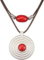 Joymiao Boho Chunky Circle Necklace for Women - Layered Leather Choker Vintage Long Pendant Bohemian Jewelry Gift