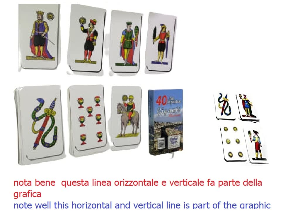 2 MAZZI, 1 Mazzo Carte NAPOLETANE GIGANTI 17X10 CM E 1 Mazzo Classico 8,5X5 CM Scopa BRISCOLA SCOPONE SCIENTIFICO + 1 amuleto