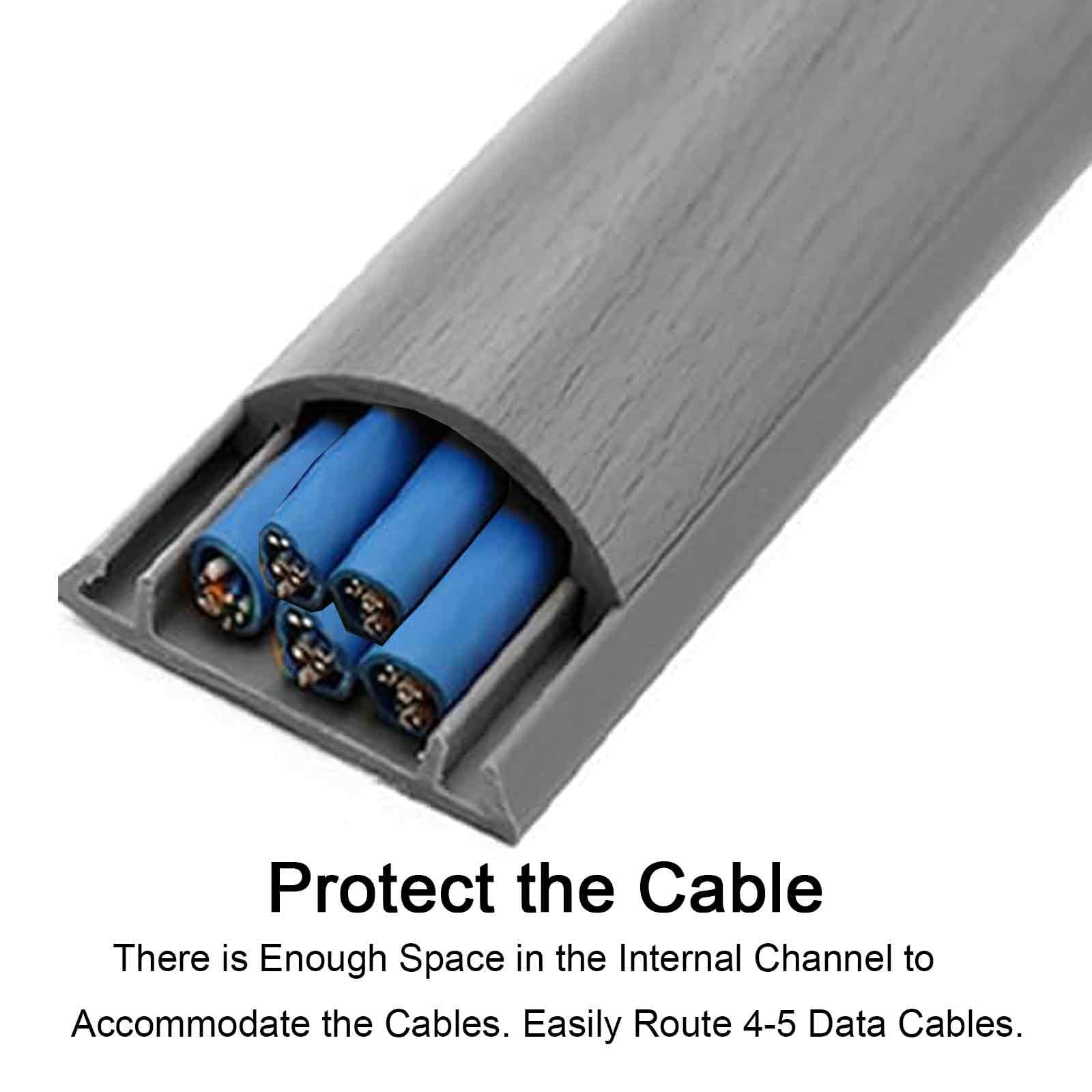 Pasacables Suelo, Protector de Cables para TV de Pared, Cubiertas de Suelo, Pasacable de Plástico, Reverso Autoadhesivo, Cubierta de Cable, Reductor Velocidad(Brown,200cm/79in)