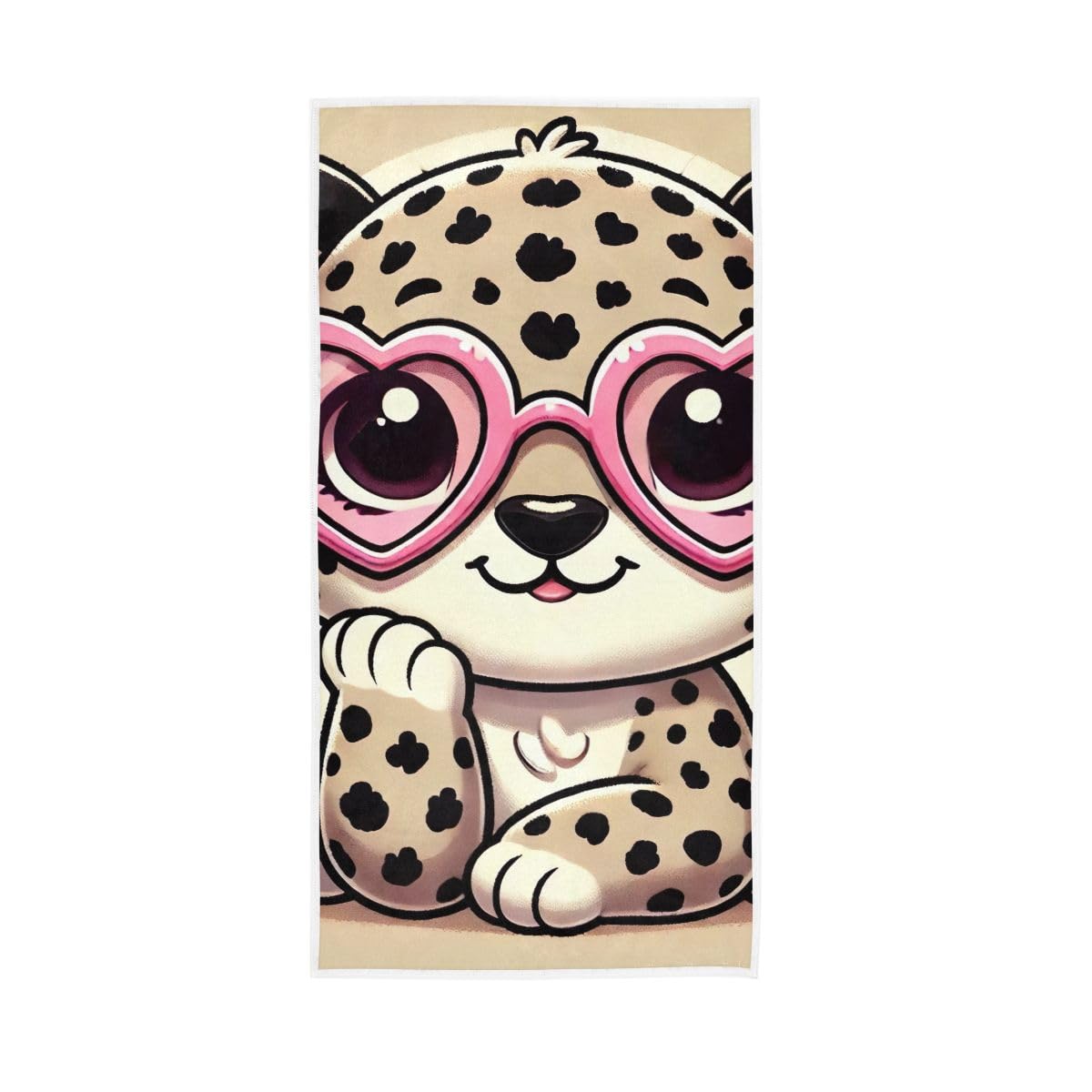 LSRCPD Cute Little Leopard Beige Hand Towels Bathroom, Hand Towels for Bathroom, Shower, Hotel, Spa 15 x 30 Inches