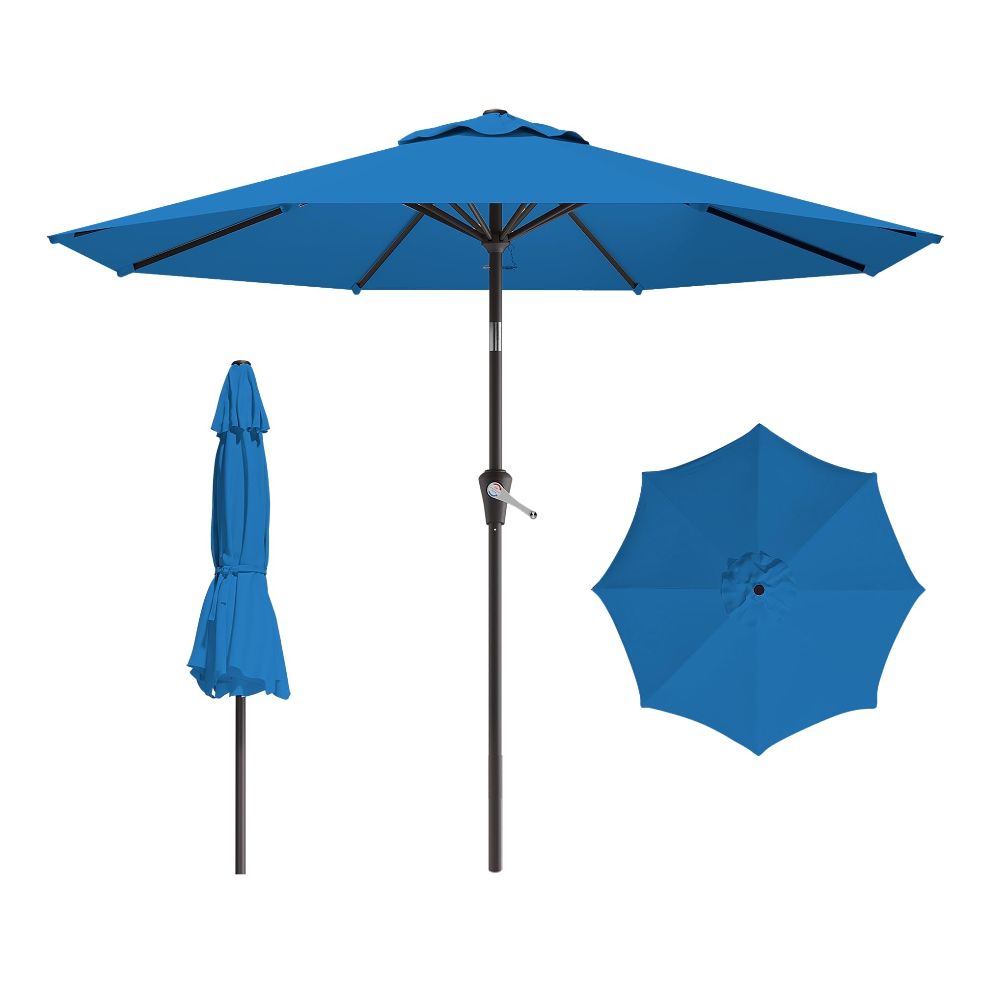 AreShark 9 FT Patio Umbrella for Outdoor, Outdoor Umbrella with Push Button Tilt and Crank, Outdoor Patio Umbrellas with 8 Sturdy Ribs for Market, Garden, Deck, Backyard, Pool (Royal Blue)