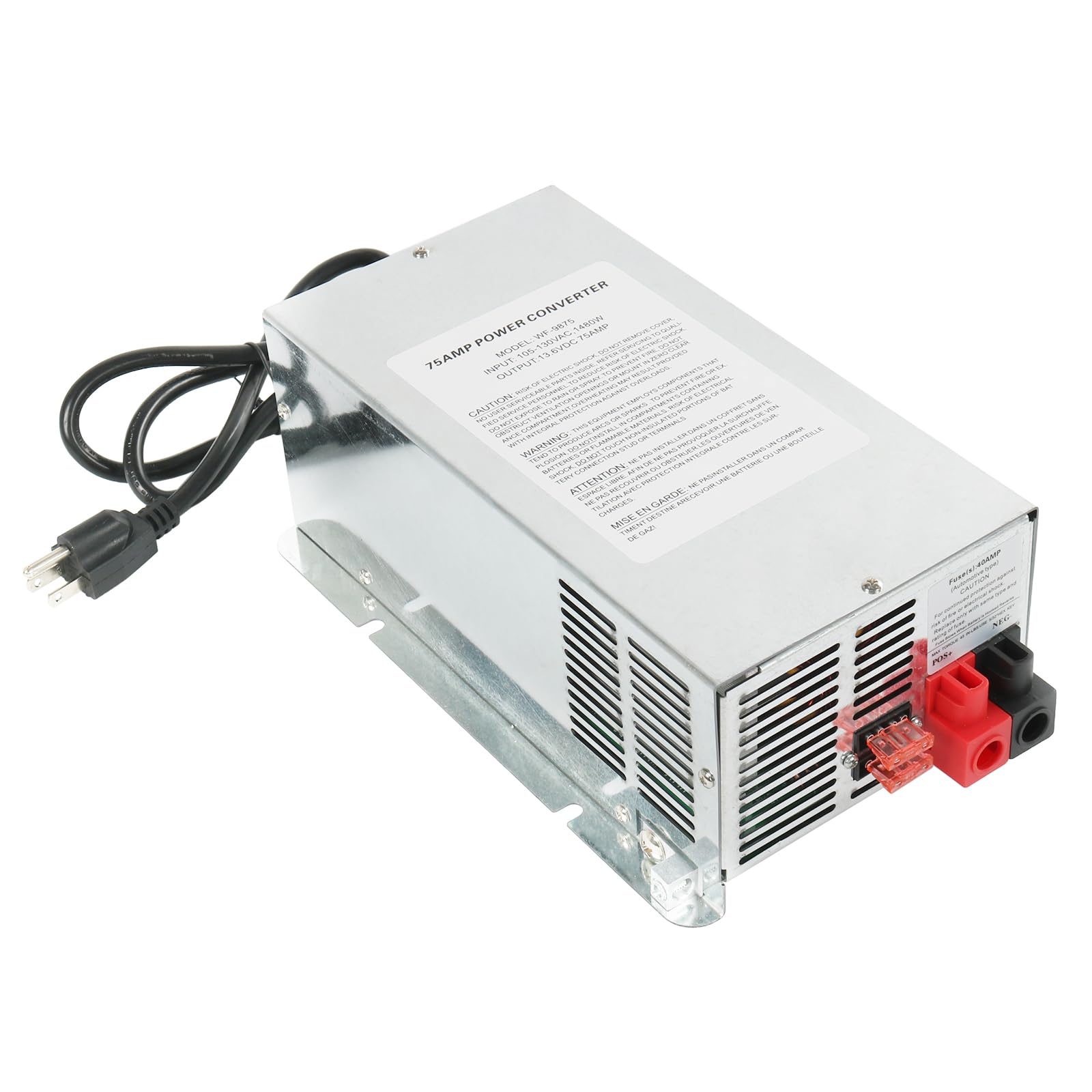 WF-9875 - Convertidor de potencia de 75 amperios, cargador de montaje en cubierta para RV, remolque, cámper, serie WF-9800 WF-9875-AD-CB WF-9875-MBA