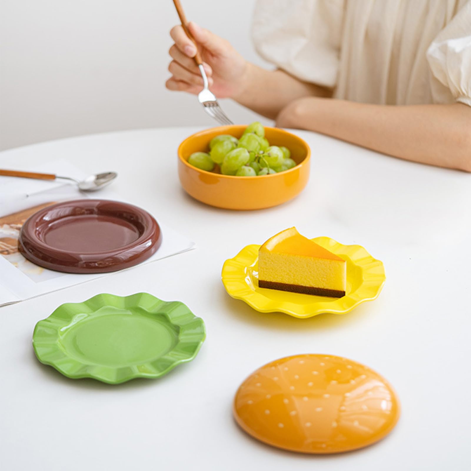Set hamburger impilabili Stoviglie in ceramica impilabili per microonde | Set e Stoviglie da Portata per Cibo, Snack, Dessert, Pasto, Casa, Cucina, Ristorante, Campeggio, Barbecue, Festa