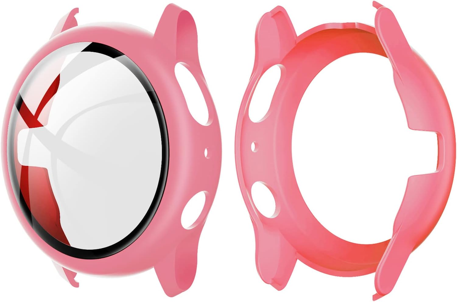 Pepisky Hard PC Case with Tempered Glass Screen Protector Full Protective Cover Thin Clear Bumper Shell Replacement for Samsung Galaxy Watch Active 2 40mm Pink