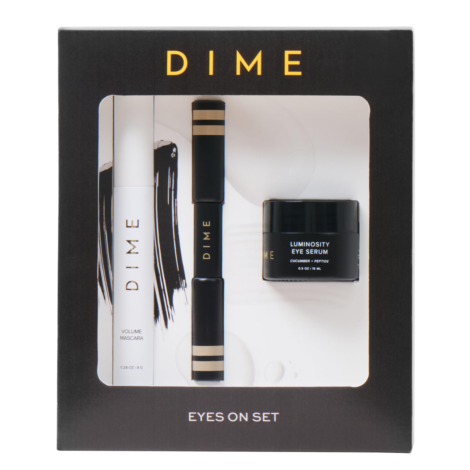 DIME Beauty Eyes On Set ($84 Value) - Includes Luminosity Eye Serum (15mL), Volume Mascara (8G), Boost Duo (3mL)