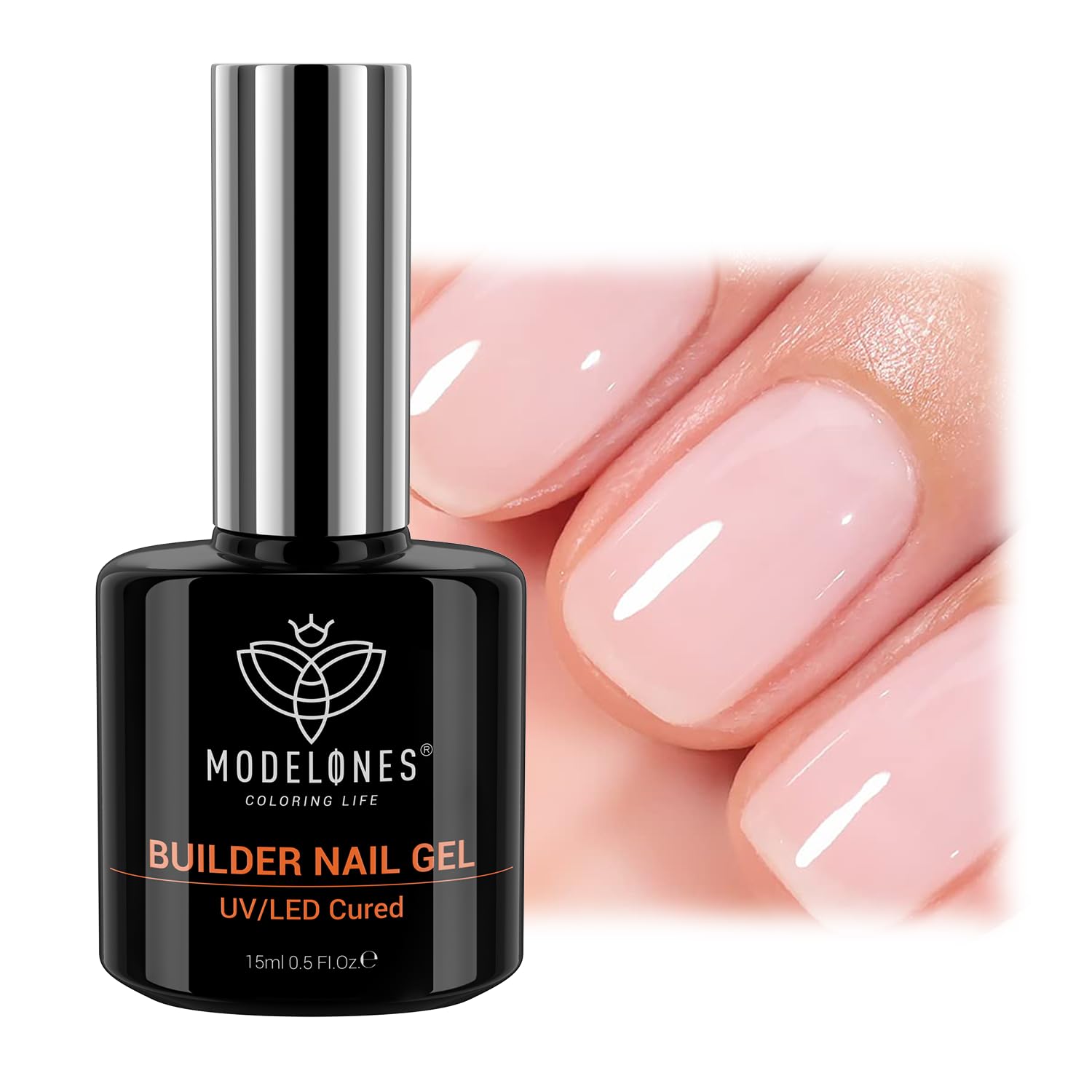 modelones Builder Nail Gel, 8-in-One Cover Nude Builder, LED Lamp Cured
