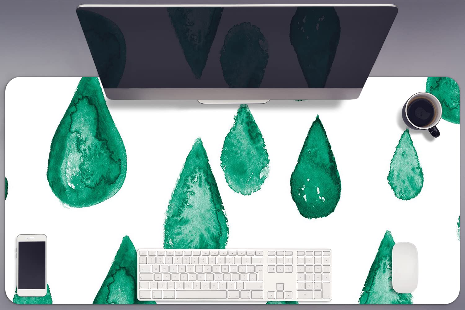 Sous-main de bureau 90x45cm Decormat en vinyle avec motif gouttes de pluie pour gaming et travail - 8
