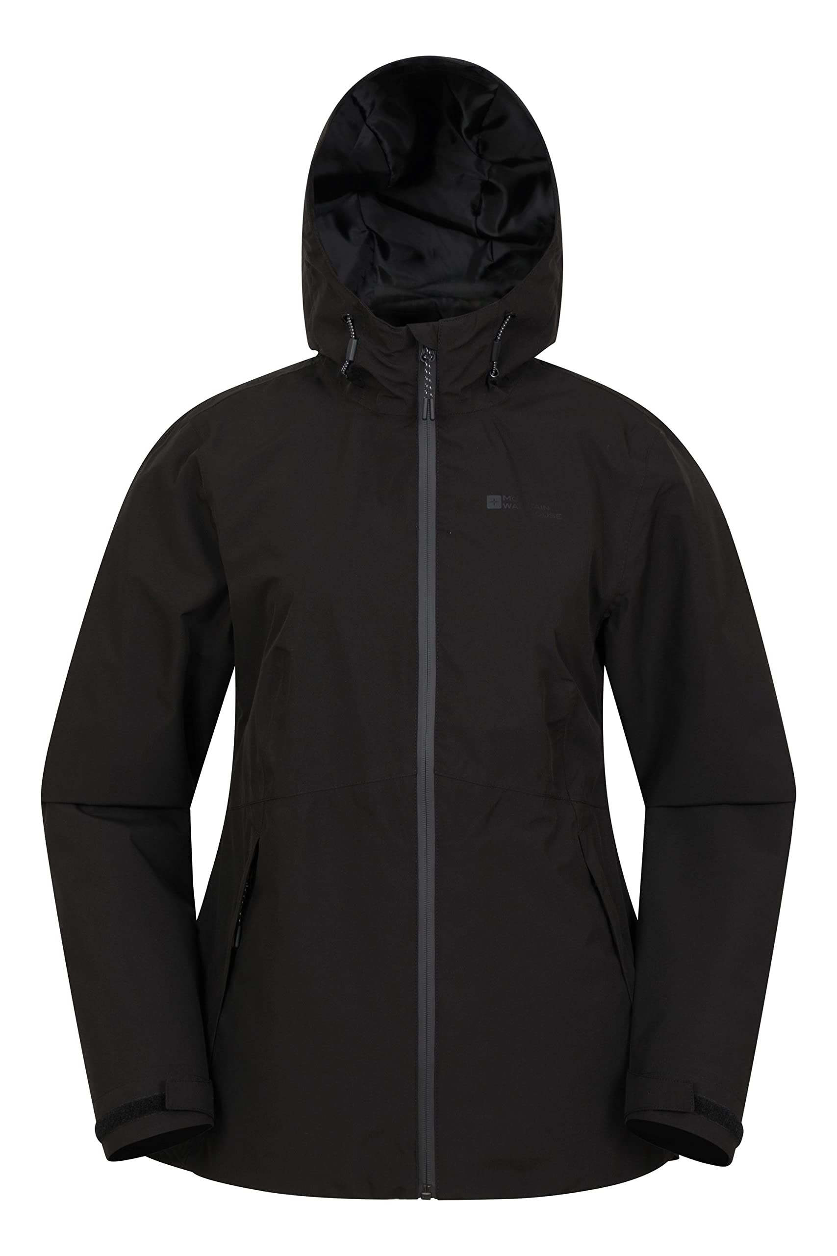 Mountain Warehouse Vancouver Womens Lightweight Waterproof Jacket - Taped Seams Ladies Rain Coat, Breathable, Adjustable Hood - Best for Travelling, Walking, Outdoors Black Women's Size 16