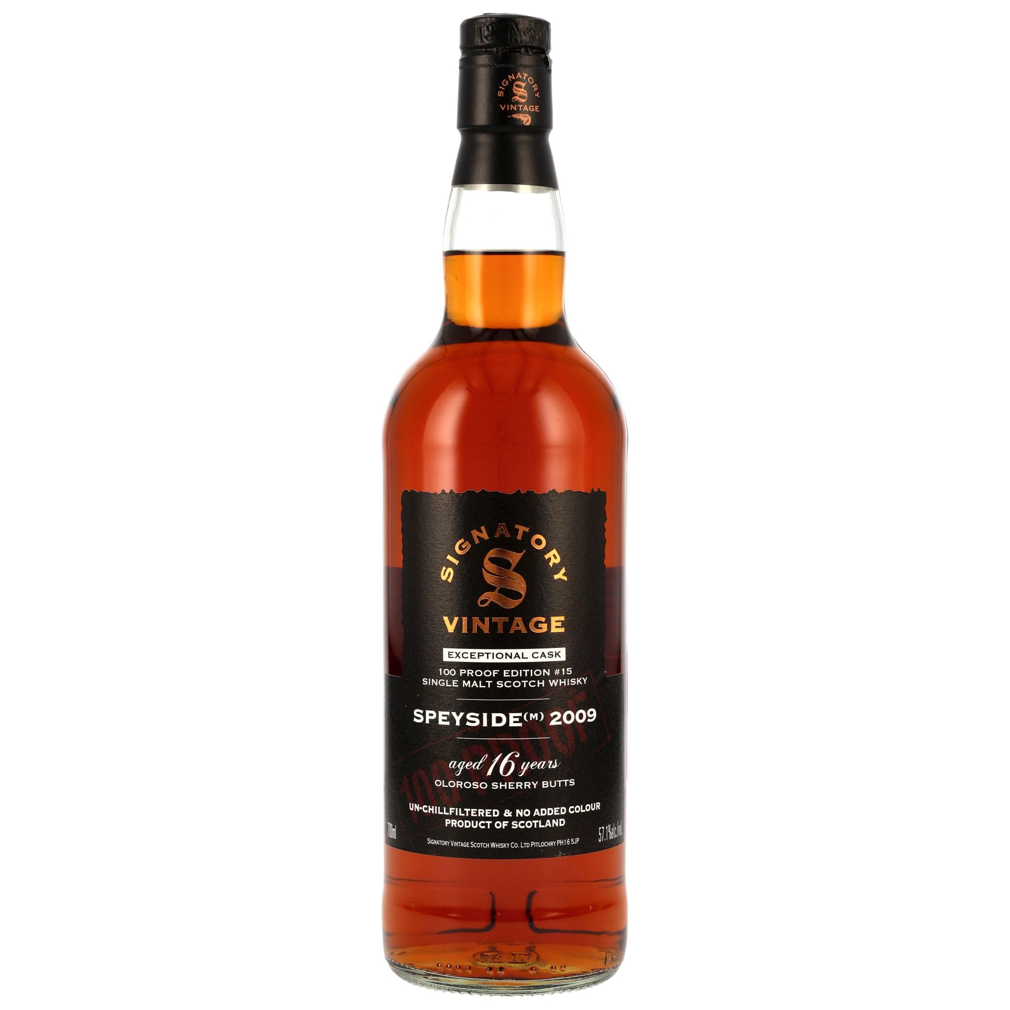 Speyside (M) 16 Jahre Oloroso Sherry Butt Signatory Vintage 100 Proof Exceptional Cask Single Malt Whisky (1x0,7l)
