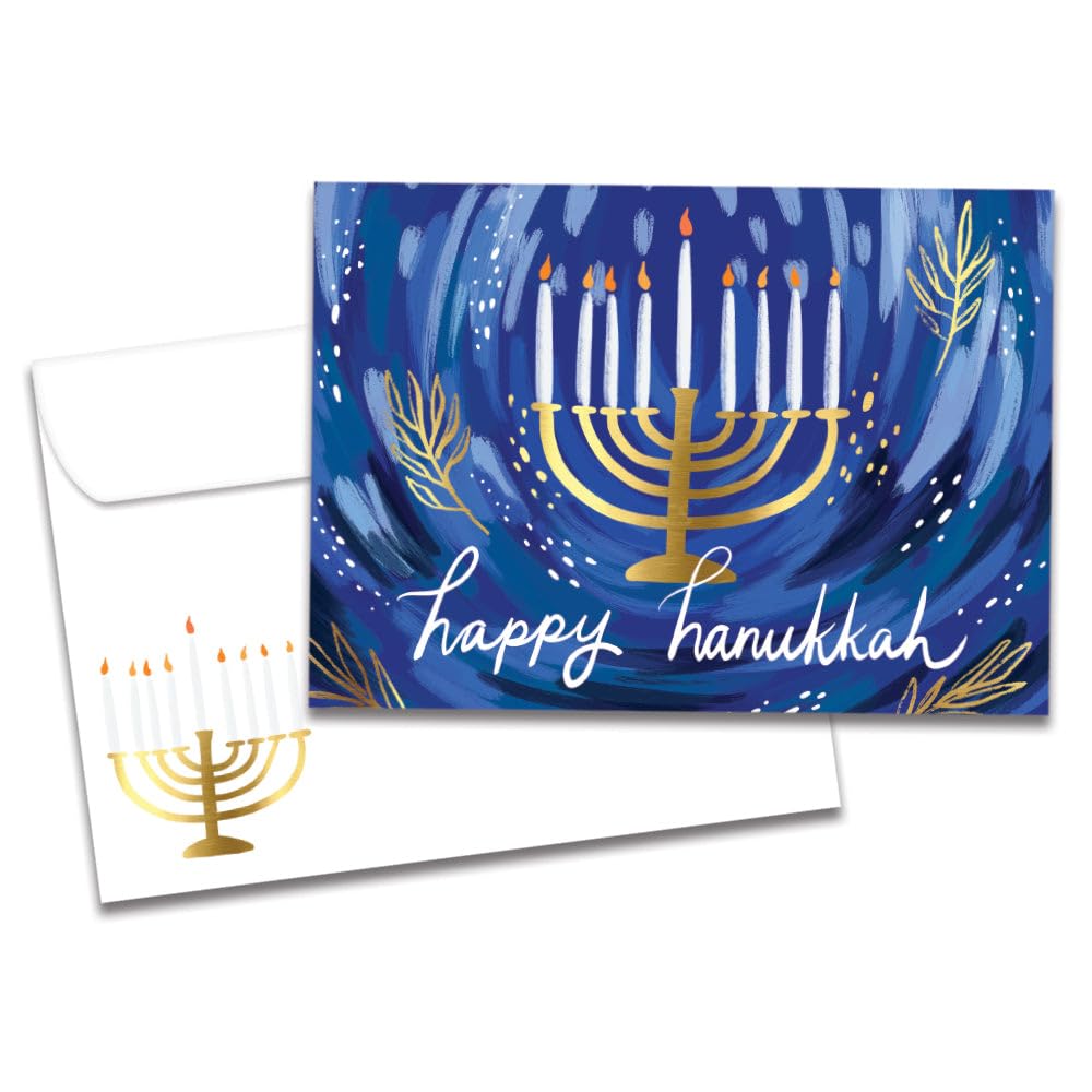 Tree-Free Greetings Carte de vœux Hanoukka – Designs artistiques – 12 cartes + enveloppes assorties – Fabriquée aux États-Unis – Papier 100 % recyclé – 12,7 x 17,8 cm – Glow Together (VP80751)