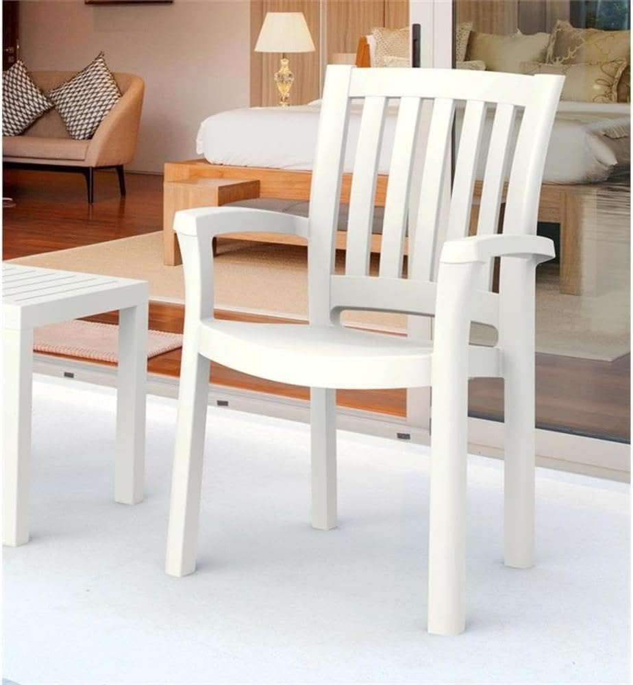 Compamia Sunshine Resin Patio Dining Arm Chair in White (Set of 2)