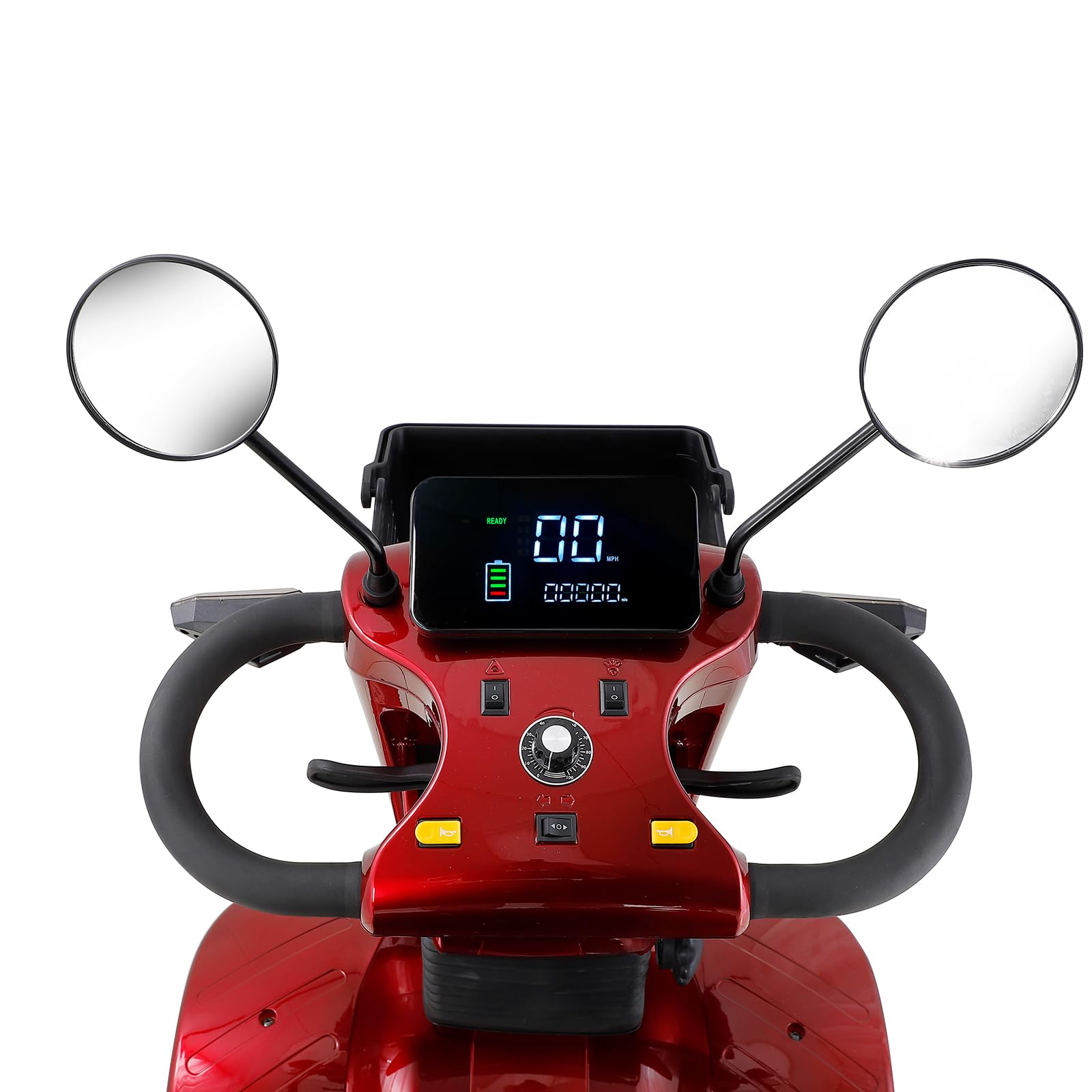 BSH Patinete de movilidad con 4 ruedas Asiento de capitán móvil senior-Max. 15 km/h, espacioso espacio de almacenamiento-asiento giratorio-freno electromagnético rojo