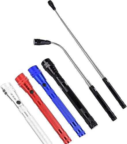 MODOAO Linterna portátil de cabeza flexible, linterna con imán telescópica flexible de 3 LED, lámpara de recogida de herramientas de luz (paquete de