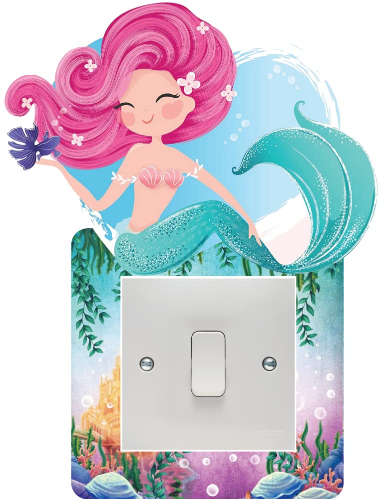 Mermaid Underwater World Light Switch Surround Art Vinyl Wall Stickers Children's Bedroom