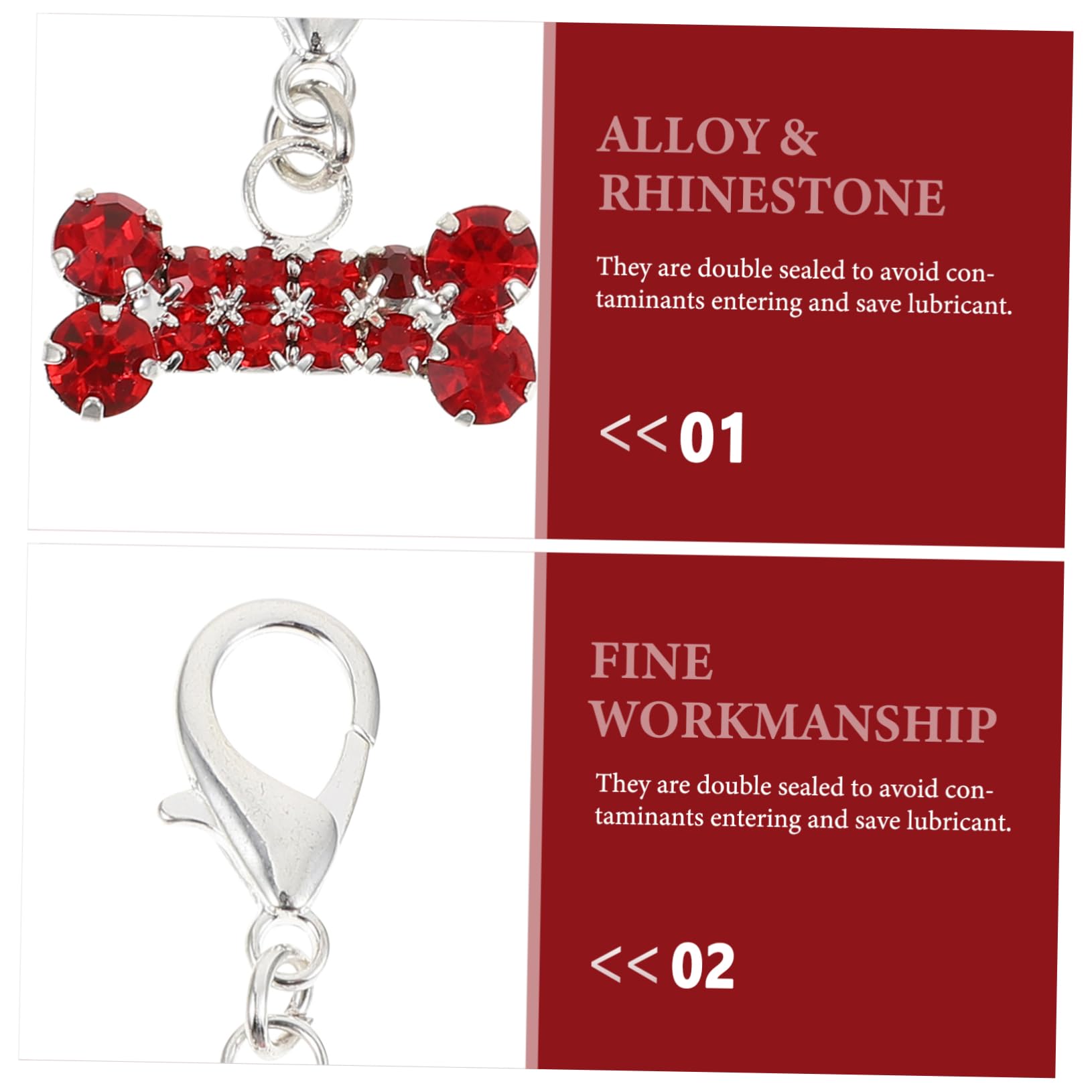 LALAFINA Pet Collar Pendant Dog Charm Rhine 2 Pieces Shiny Rhinestone Studded Charm for Pet Item