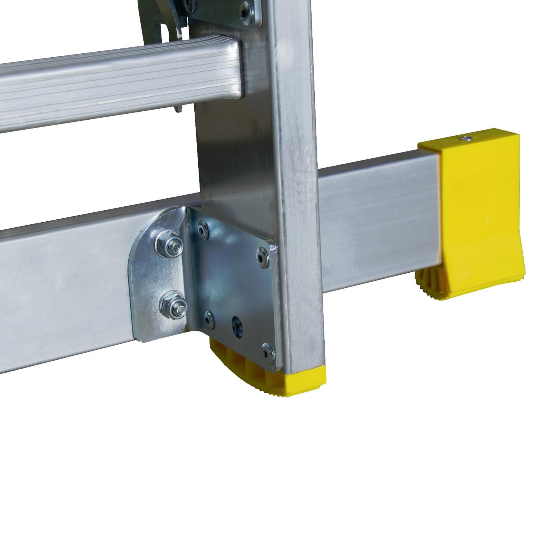 Bayersystem BS-DW 3x9 Mehrzweckleiter, 3x9 Sprossen, 3-teilige Alu-Kombileiter, bis 150 kg belastbar, max. Arbeitshöhe 6,01 m, Klappleiter, Multifunktionsleiter, Stehleiter, Silber/Gelb