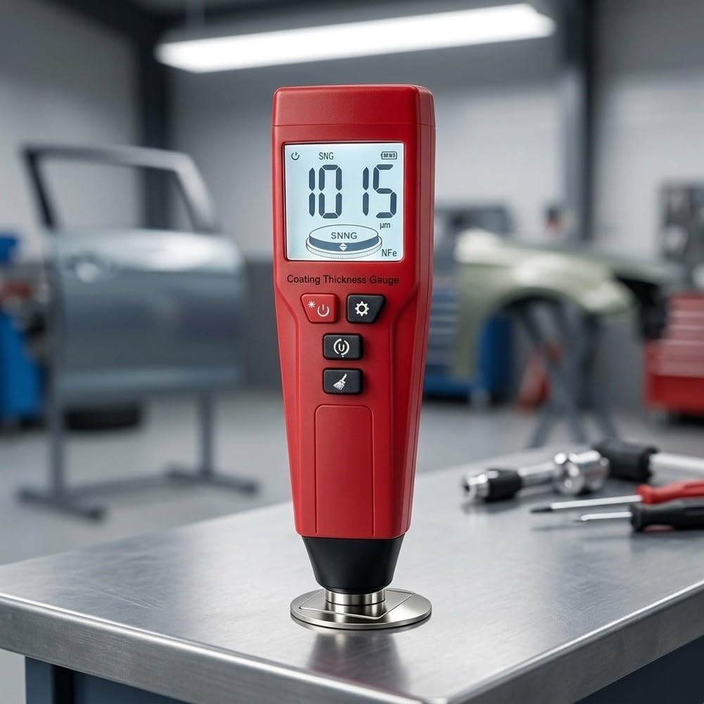SV608A Beschichtungsdickenmessgerät für Eisen & Aluminium, Dual-Modus Einzelpunkt & Kontinuierlich, Digitales Handmessgerät mit Hintergrundbeleuchtung für Auto Lackierung und Metallprüfung