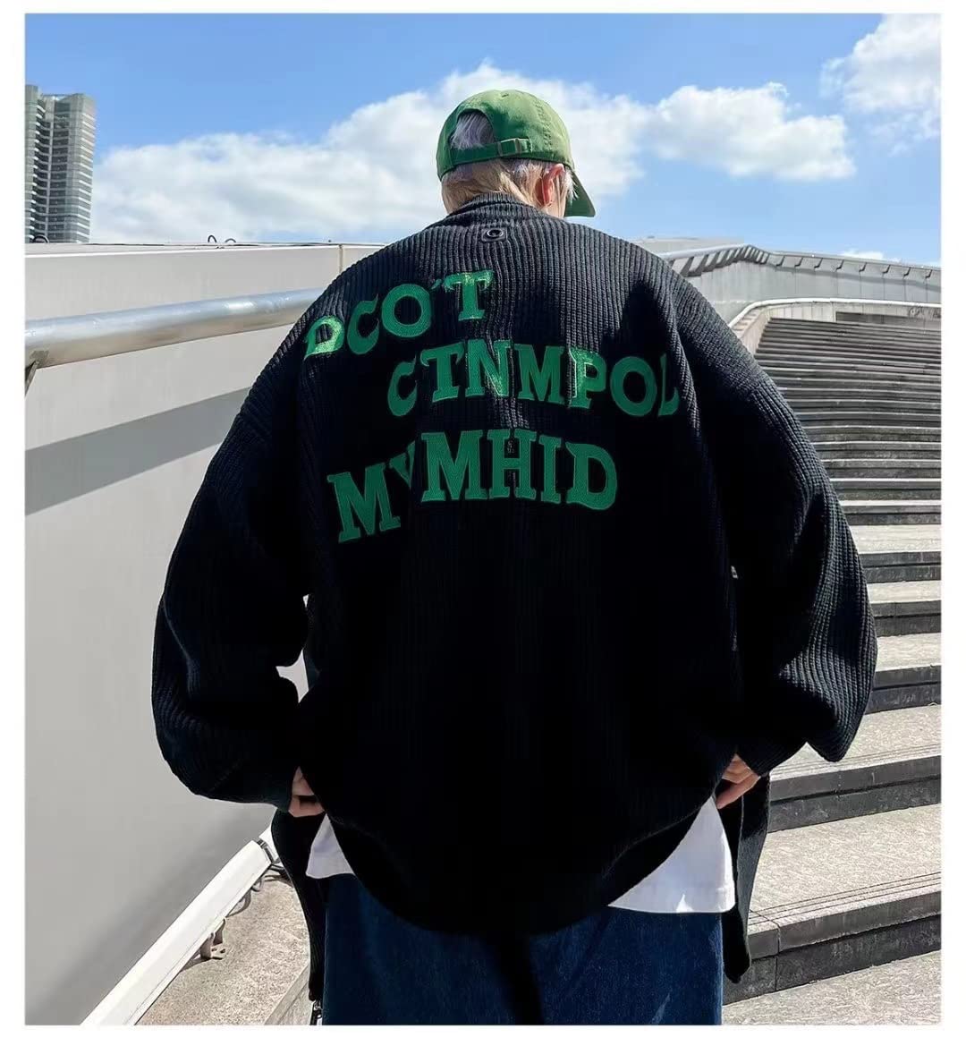 Maglione Uomini Una Vintage Raccodia Alpabet Altato Miglio A Capperto Altente-Black,XL