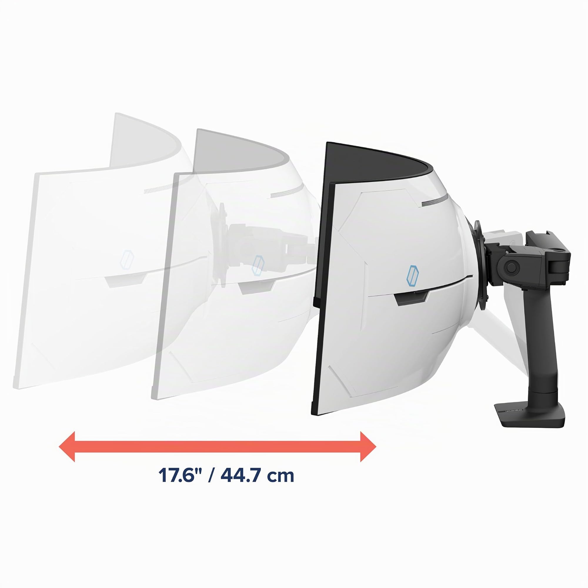 Ergotrom - Braccio da scrivania HX VHD - Per monitor curvi ultrawide 1000R fino a 57 pollice, da 13 a 17kg, VESA 75x75/100x100mm - Nero opaco (45-693-224)