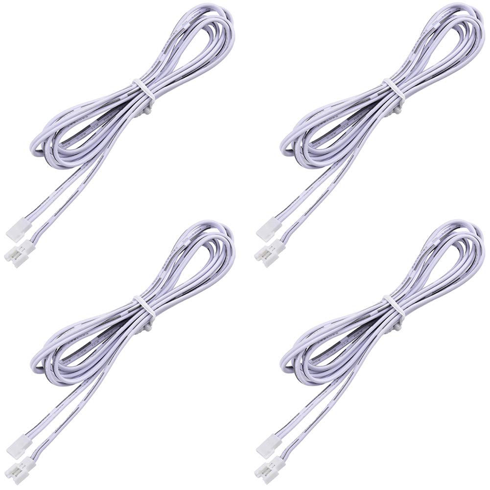 2-pin Extension Cable Under Cabinet LED Lighting Kit, White Cords, 5 Feet Each, 4 Packs
