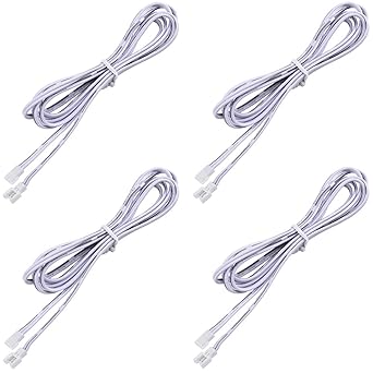 2-pin Extension Cable for Lvyinyin Under Cabinet LED Lighting Kit, White Cords, 5 Feet Each, 4 Packs