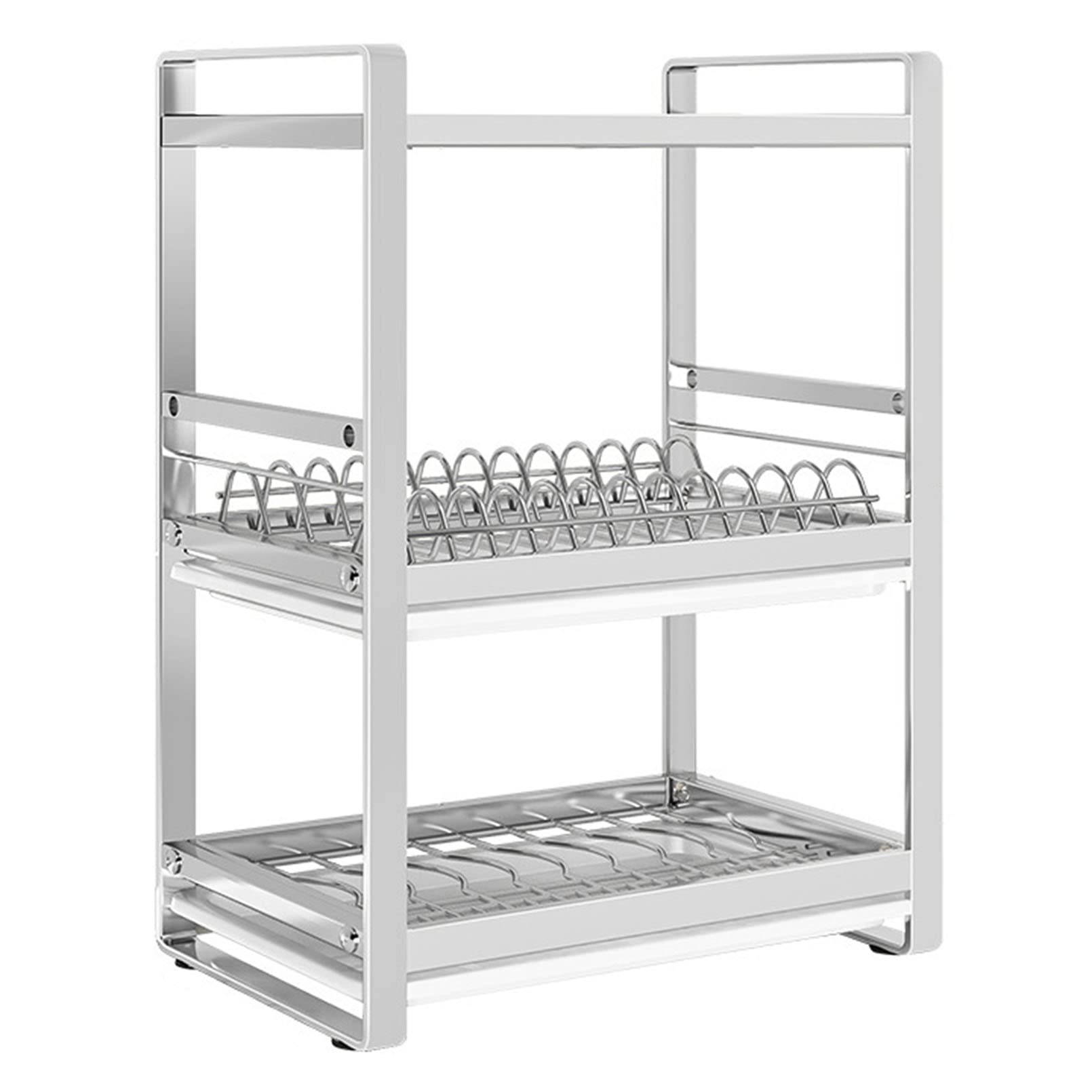 SaryEdge Dish Drying Rack with Drainboard, Stainless Steel Dish Rack for Kitchen Counter, Detachable Dish Drainer Organizer Shelf with Utensil Holder Set, Home Kitchen Essential,3 Tier-A