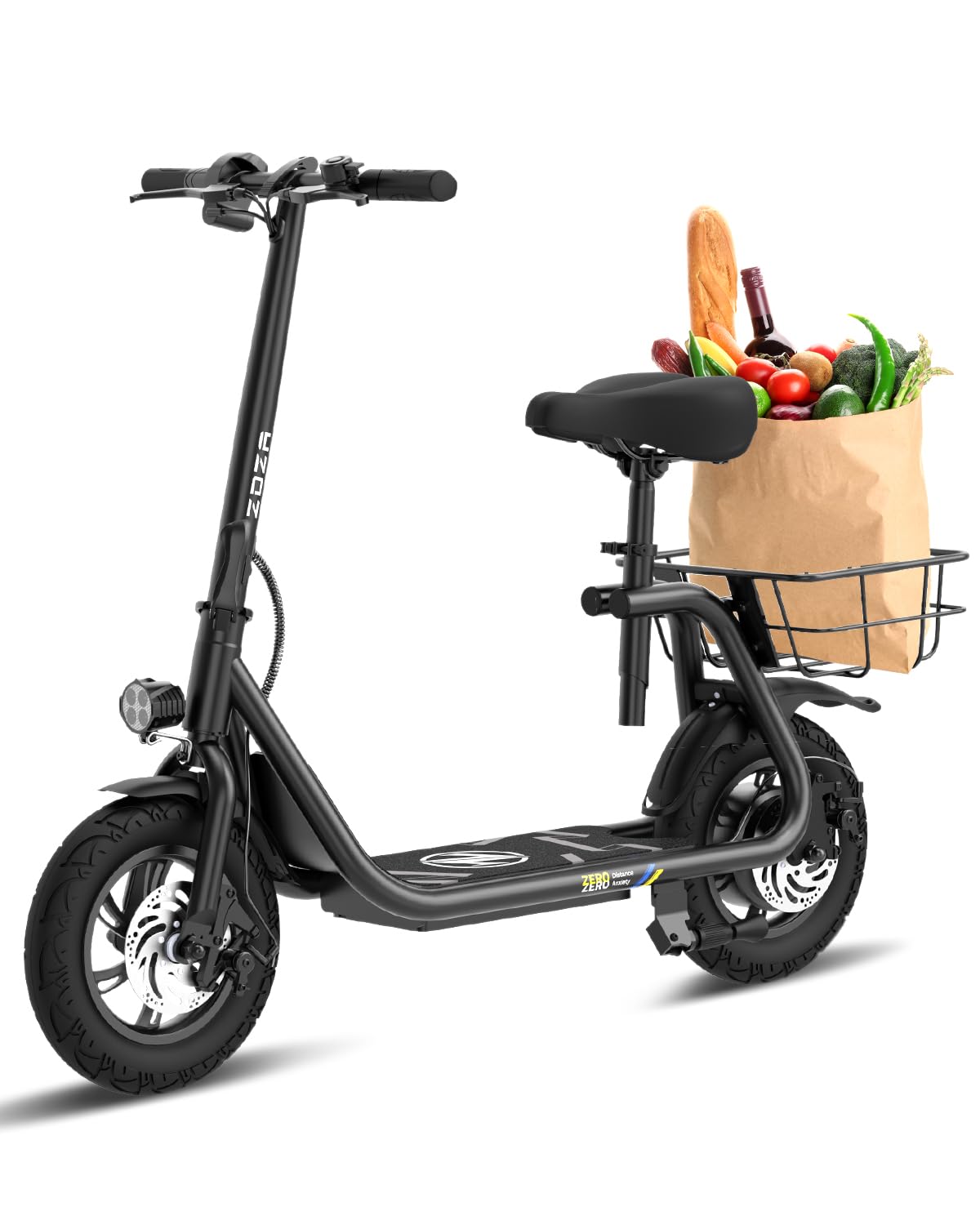 Electric Scooter with Seat ZD06 800W Peak Motor 20 Mile Range 15 5 Mph Key Start Foldable E-Scooter