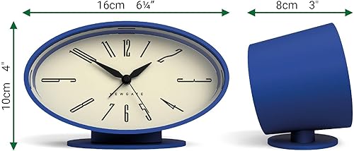 Miniatura 4 de NEWGATE Ronnie - Reloj despertador, diseño retro ovalado, acabado de goma suave azul, ideal para mesita de noche, escritorio o estante, accesorio