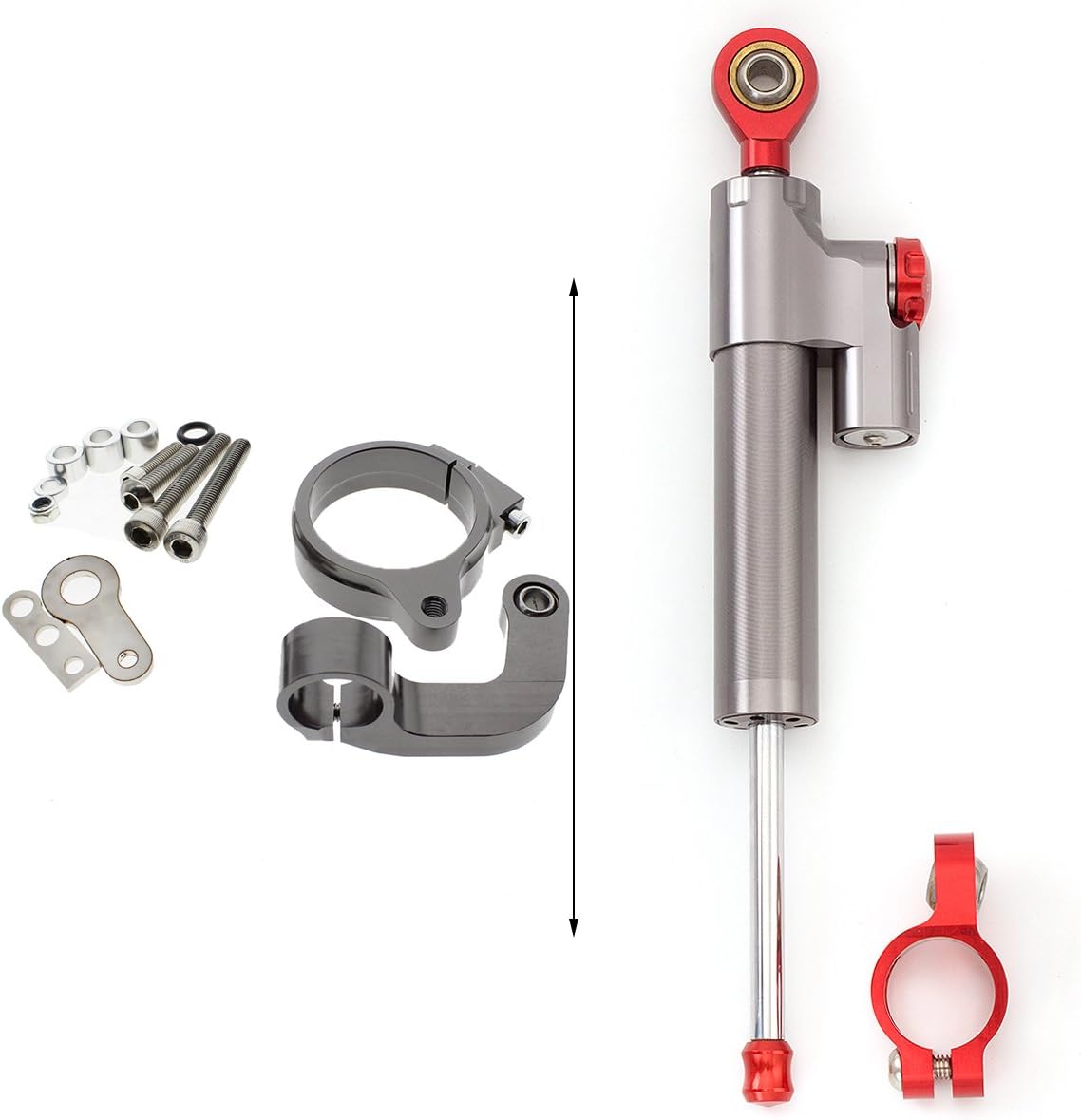 FXCNC Motorcycle CNC Steering Damper Stabilizer Buffer Control Bar With Mounting Bracket Kit Full Set Compatible with R1200CL R1200GS 2013 2014