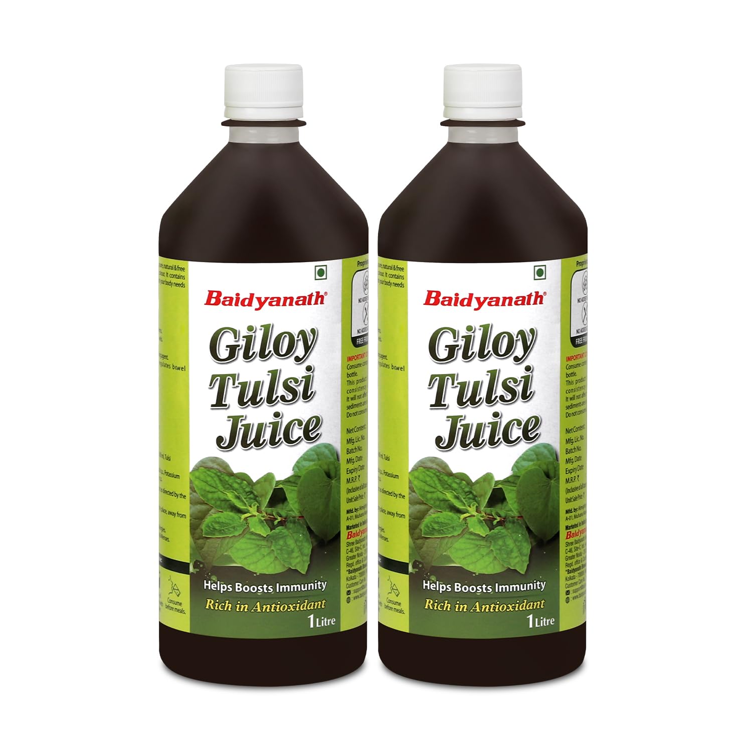 Baidyanath Giloy Tulsi Juice - 2000ml | Helps Boost Immunity, Stamina, Ayurvedic Detox Drink | No Preservatives Or Added Sugar| Herbal Juice (Pack of 2) (B09JWRSKF6) Amazon Price History, Amazon Price Tracker