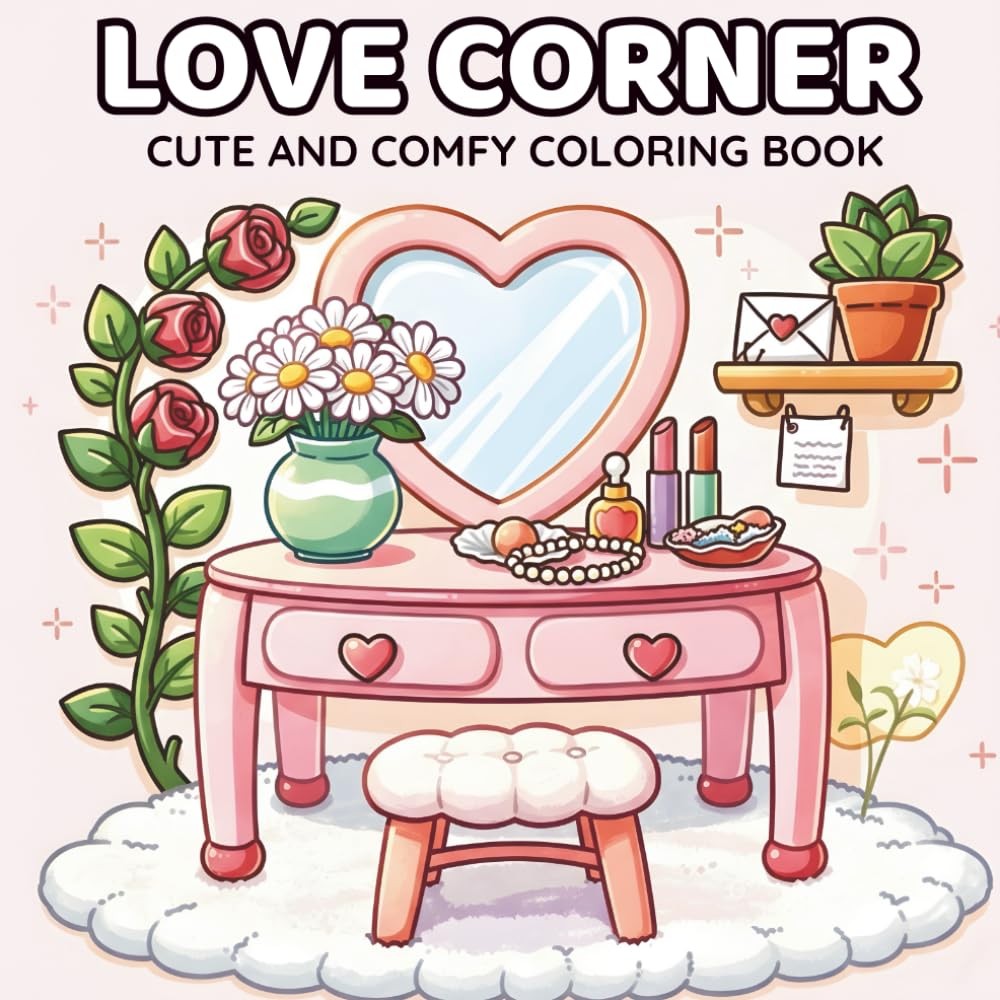 Love Corner: Cute & Comfy Bold and Easy Coloring Book for Adults and Teens - Simple and Relaxing Romantic Scenes for Stress Relief
