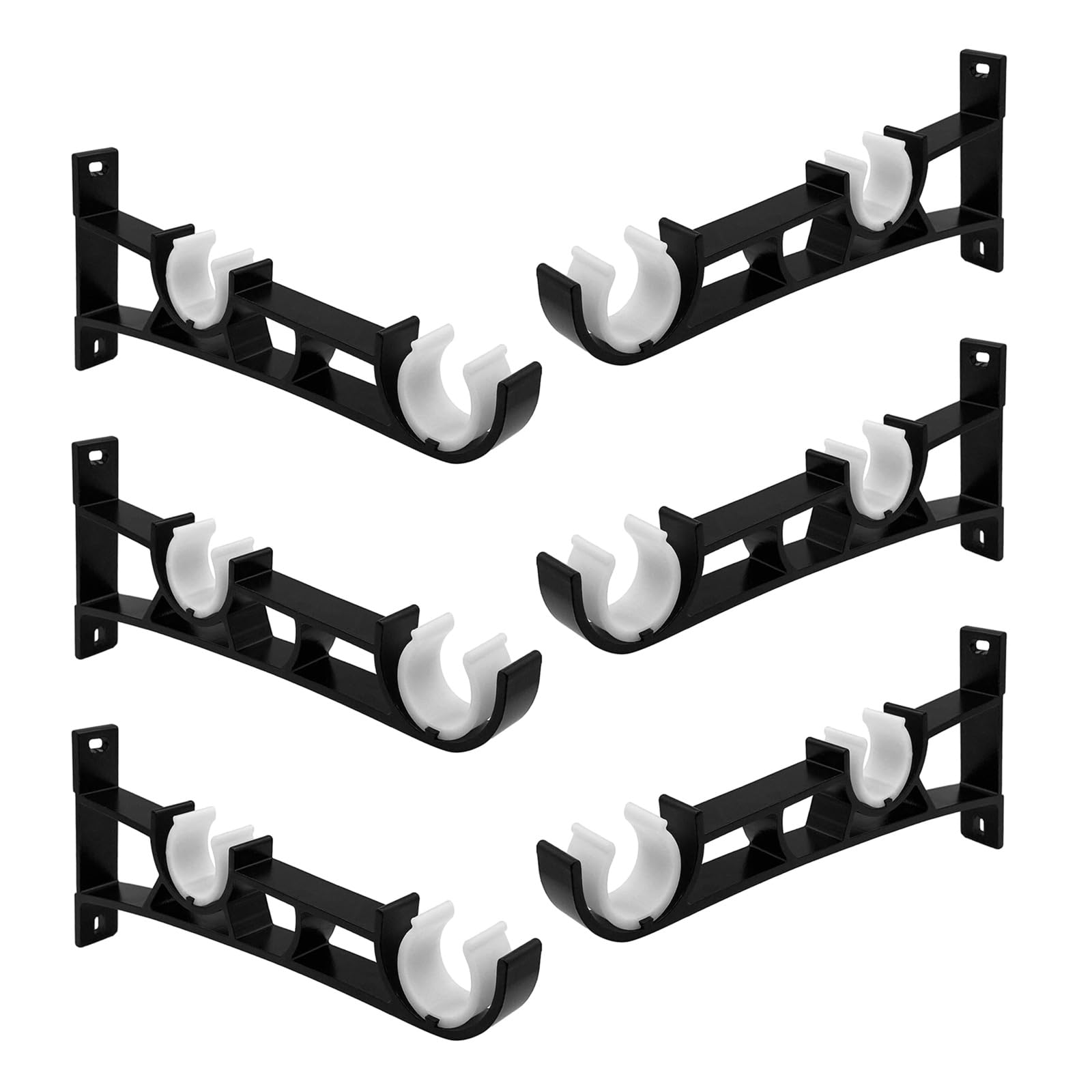 Yhplxyuus Of 6 Multipurpose Double Curtain Rods Mounting Brackets Metal Drapery Poles Rails Holders for 25mm Diameter Rods Curtain Brackets