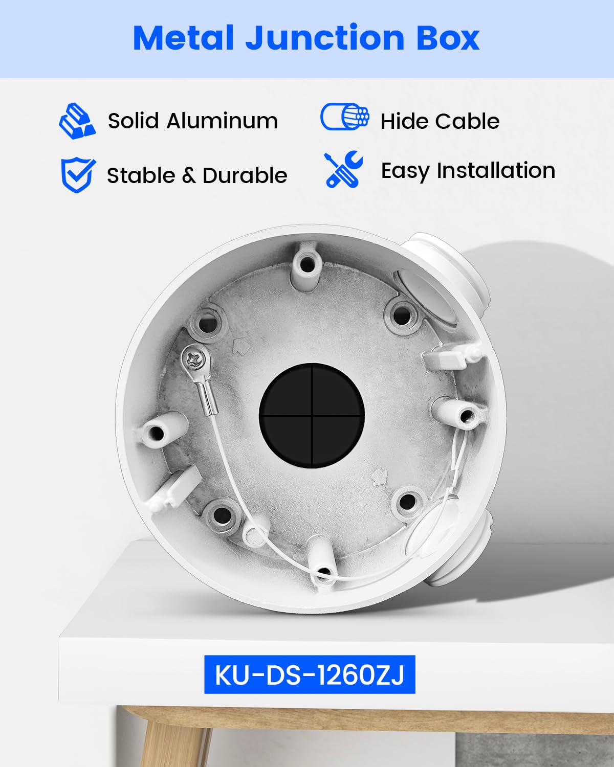 KU-DS-1260ZJ Scatola di giunzione in alluminio per telecamere di sicurezza HIK Bullet Staffa di montaggio a parete per telecamera di sorveglianza IP POE esterna